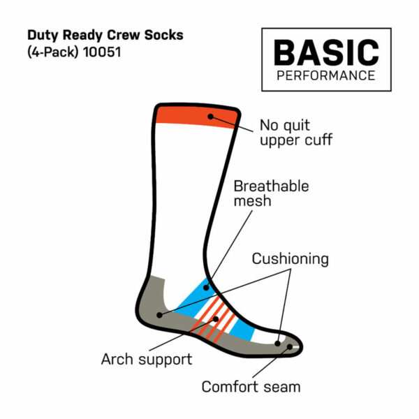 Chaussettes Duty Ready Basic Crew noir (4 paires) – Image 3
